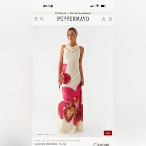 Peppermayo Ivory Maxi Dress with Vibrant Pink Floral